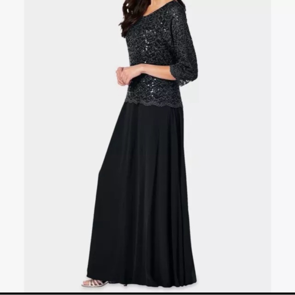Roamans Evening Gown With Lace Popover, Plus Size 24, Black, Great Deal!